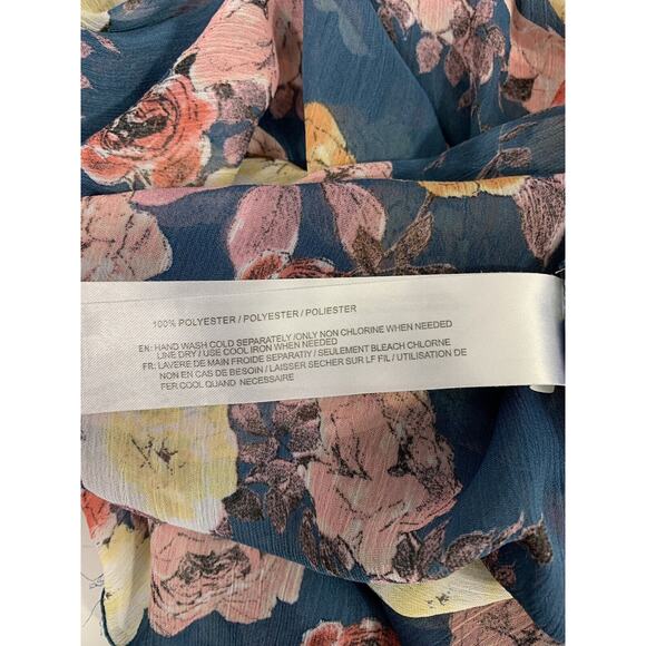 Womens Kimono Duster Sheer Blue Pink Floral Open Front Size Small Boho Fairy - Picture 5 of 7